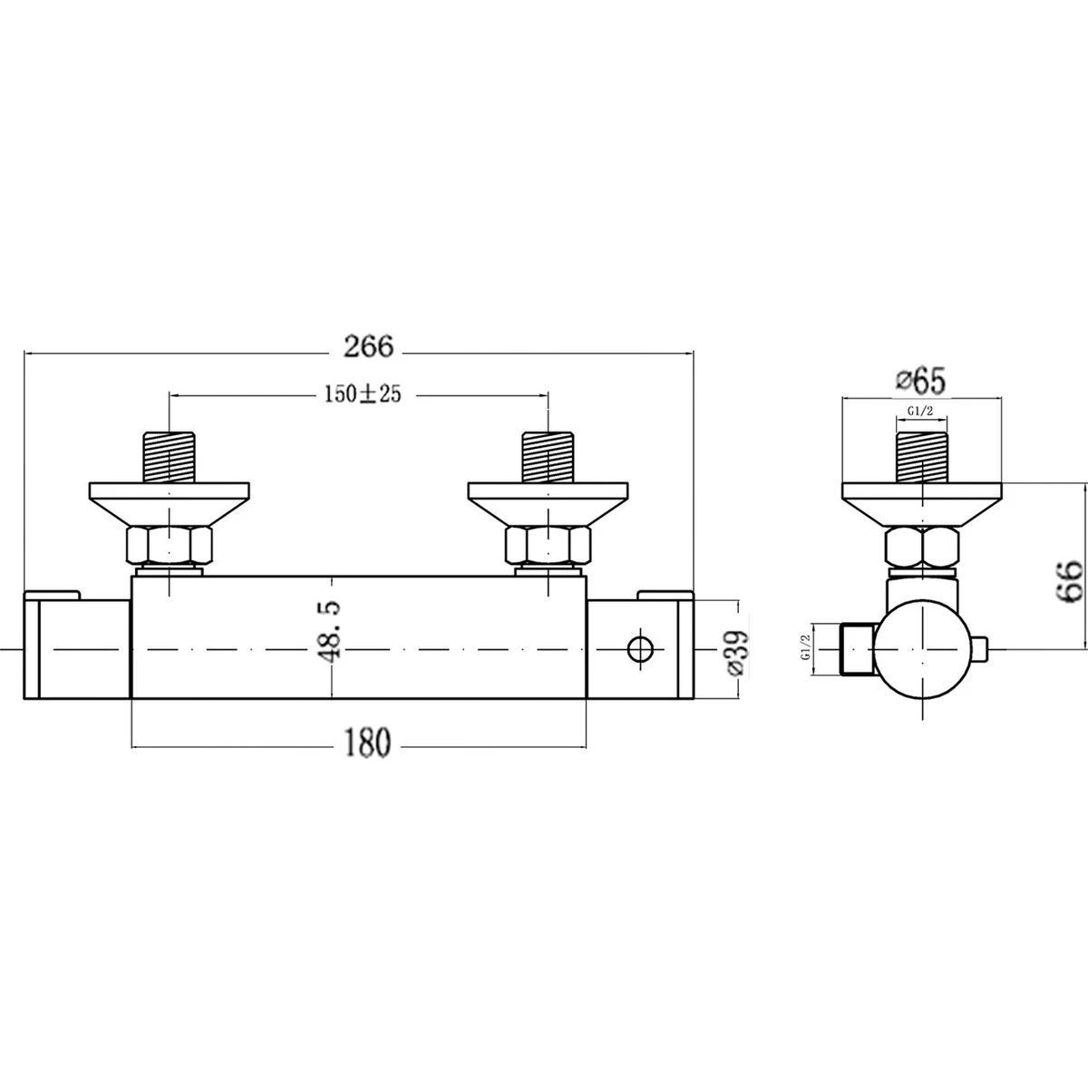 Premier® Premier Thermostatic Bar Valve Bottom Outlet - Image 2