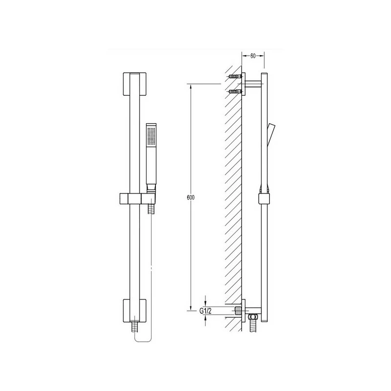 Imex Pura Bloque Riser Rail Kit With Connector, Handset & Hose - Image 2