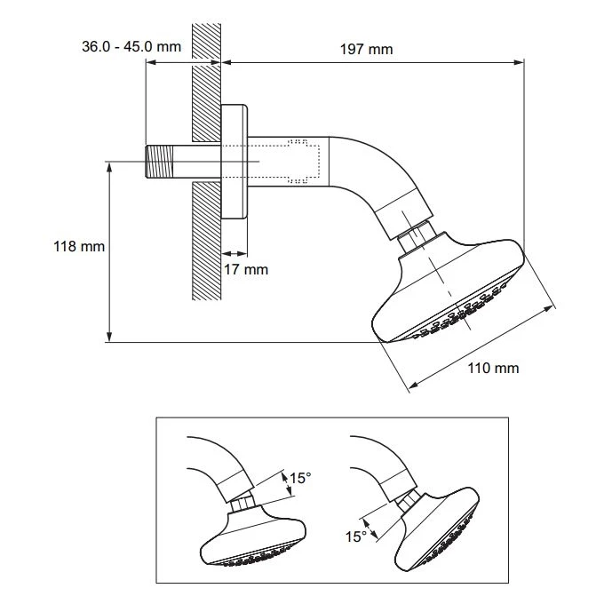 Rada SH1 UK Fixed Shower Head - Image 2