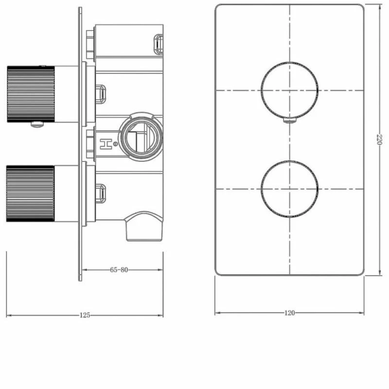 RAK Amalfi Thermostatic Single Outlet Shower Valve Brushed Nickel - Image 2