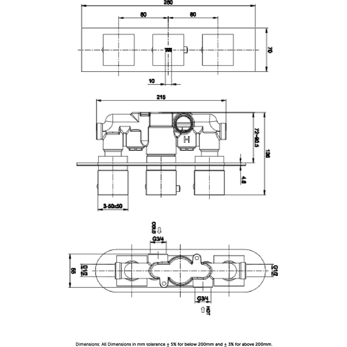 RAK Feeling Square Dual Outlet Thermostatic Shower Valve White - Image 2