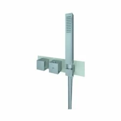 RAK Feeling Square Horizontal Dual Outlet Valve With Wall Outlet Greige