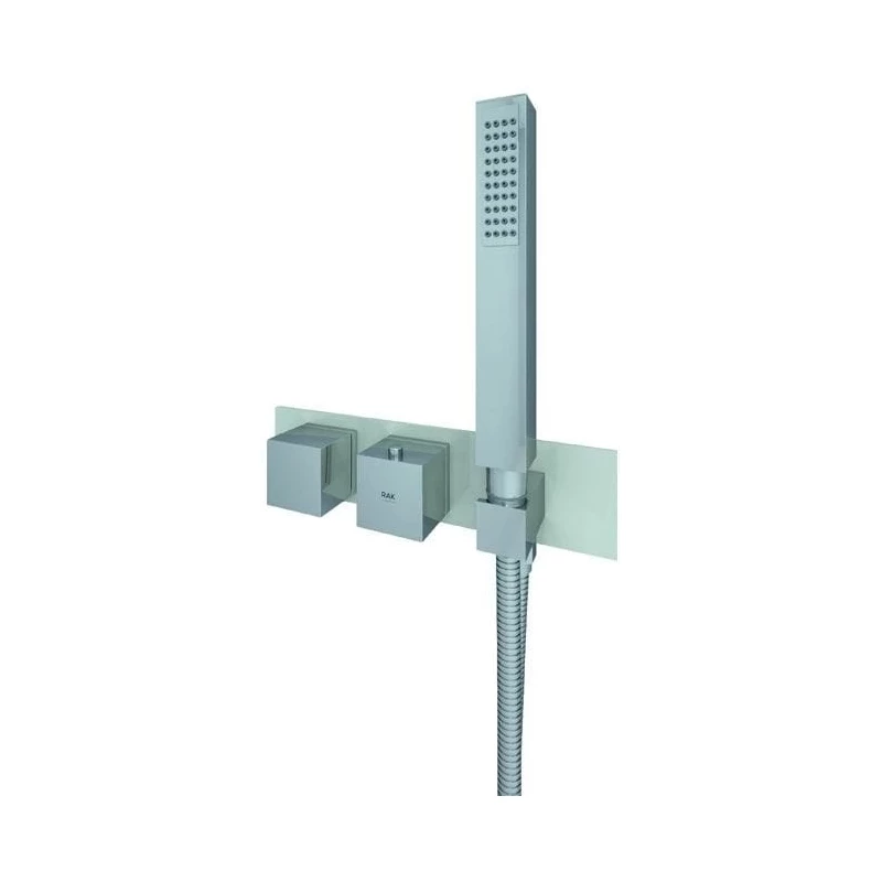 RAK Feeling Square Horizontal Dual Outlet Valve With Wall Outlet Greige