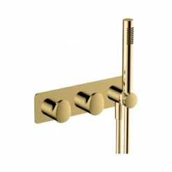 RAK Horizontal Dual Outlet Shower Valve With Handset Brushed Gold