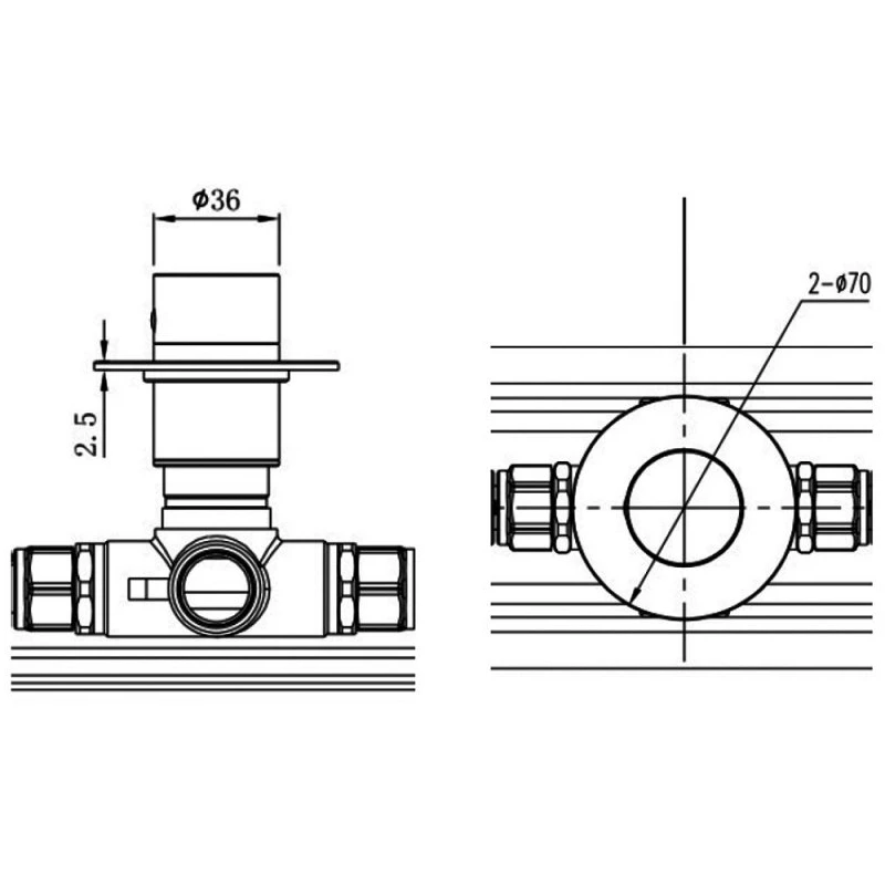RAK Petit Round 2 Outlet Concealed Diverter Chrome - Image 2