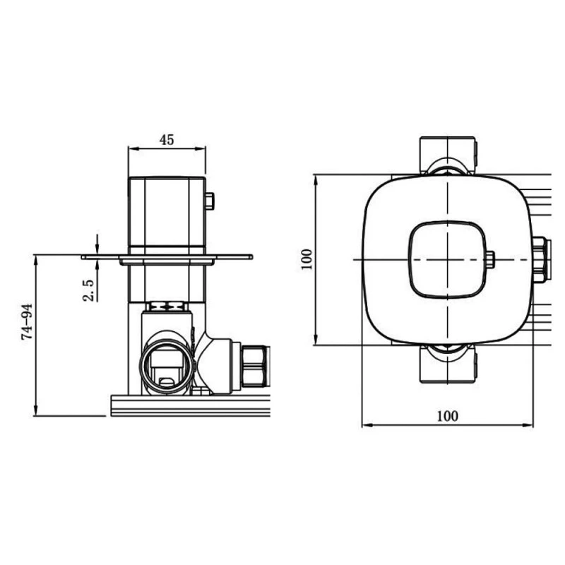 RAK Petit Square Thermostatic Concealed Shower Valve Matt Black - Image 2
