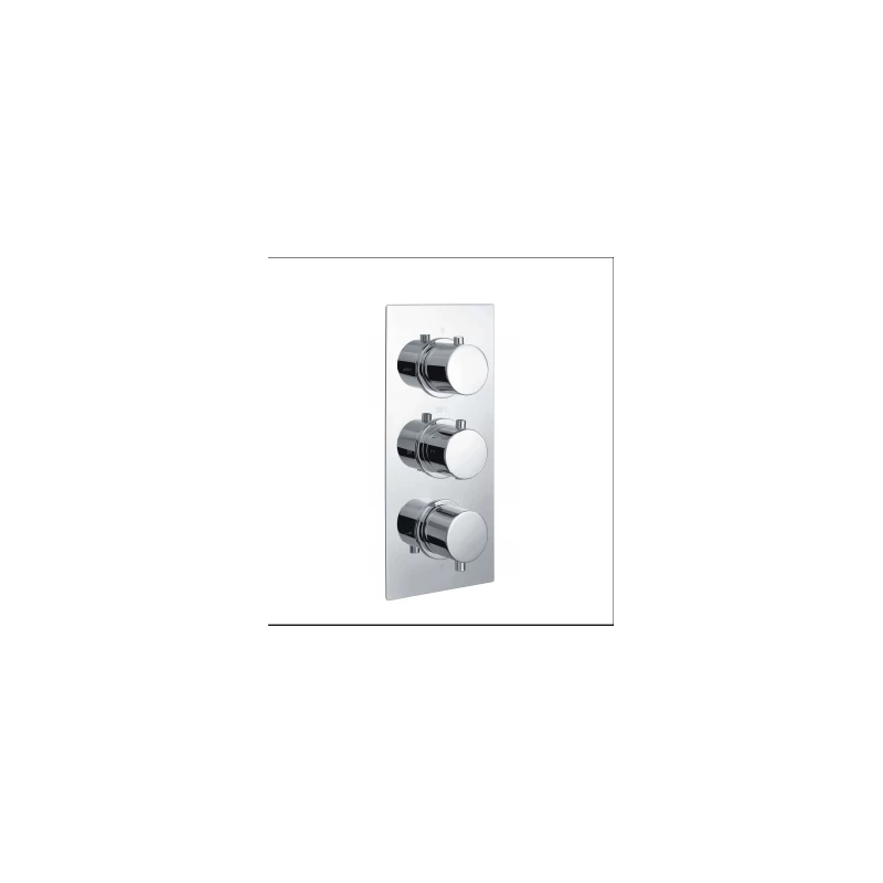 RAK Round Dual Outlet, 3 Handle Thermostatic Shower Valve Chrome