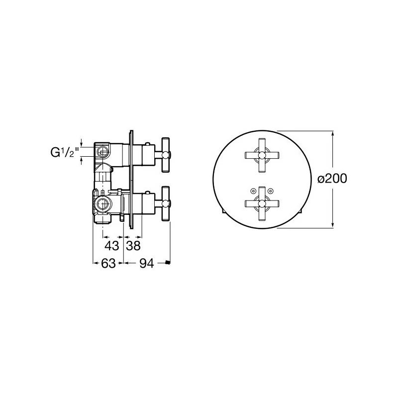 Roca Loft-T Built-In Thermostatic Bath Shower Mixer Only - Image 2