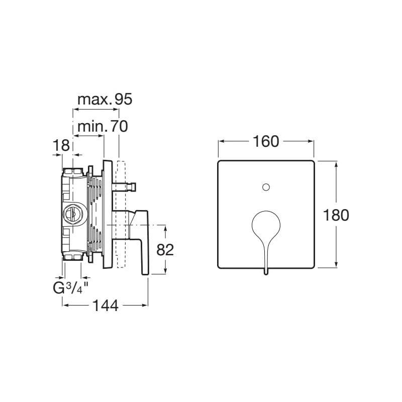 Roca Insignia Built In Bath Shower Mixer Chrome - Image 2