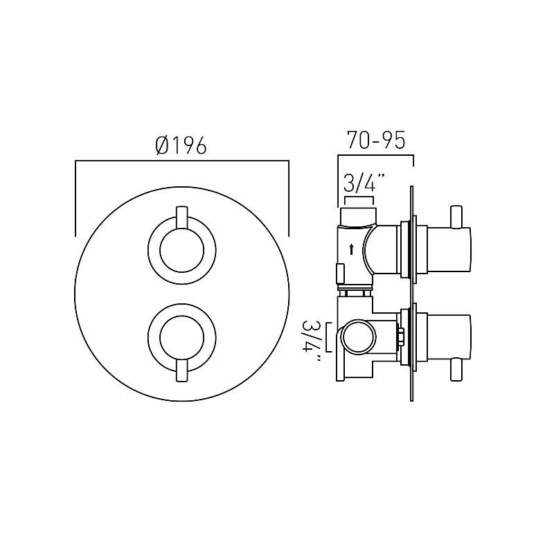 Vado Celsius 1 Outlet 2 Handle Thermostatic Valve - Image 3