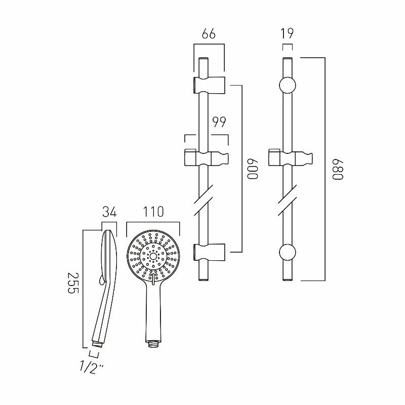 Vado Evolve 4 Function Slide Rail Shower Kit - Image 2