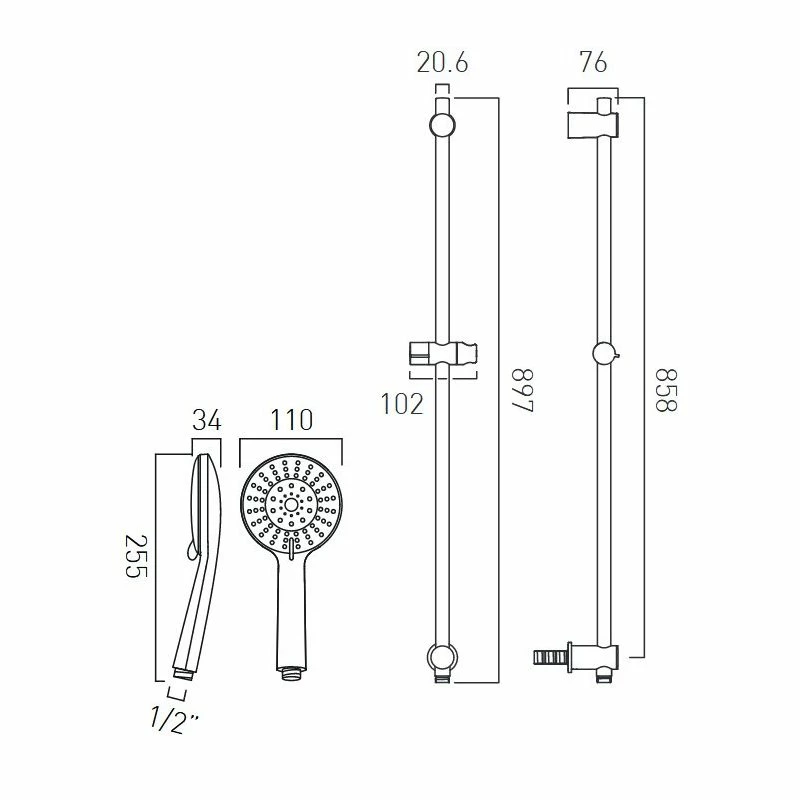 Vado Slide Rail Shower Kit With Outlet - Image 2
