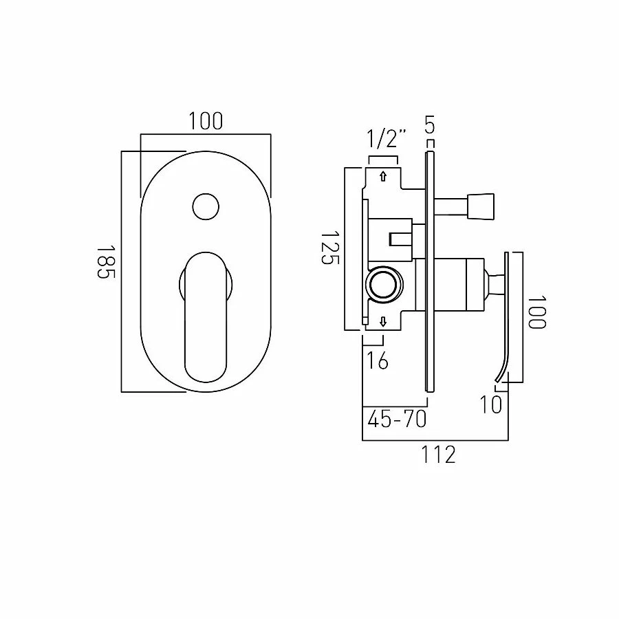 Vado Kovera Manual Shower Valve With Diverter - Image 2