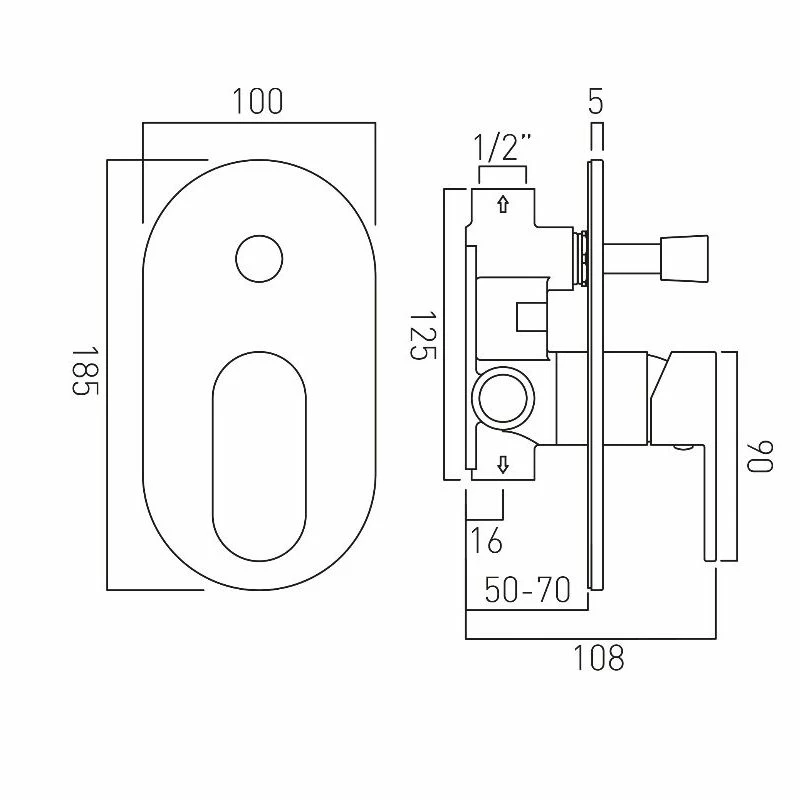 Vado Life Manual Shower Valve With Diverter - Image 2