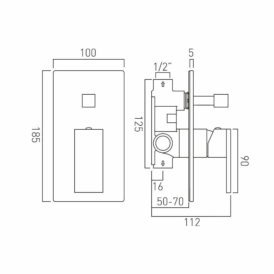 Vado Notion Manual Shower Valve With Diverter - Image 2