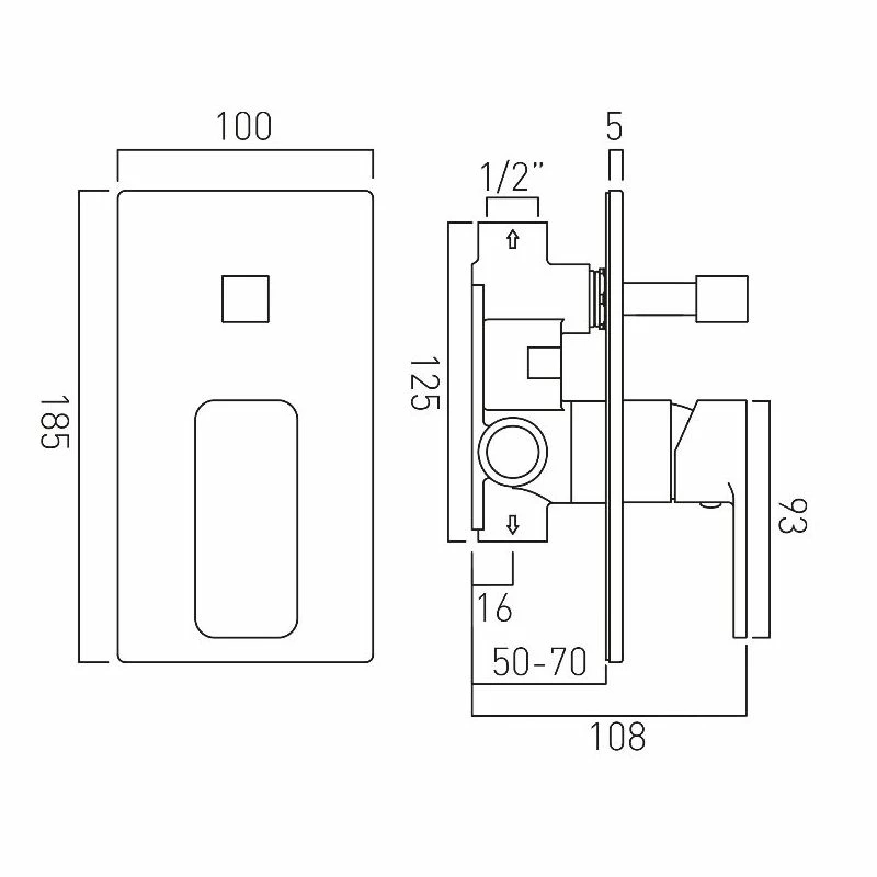 Vado Phase Manual Shower Valve With Diverter - Image 2