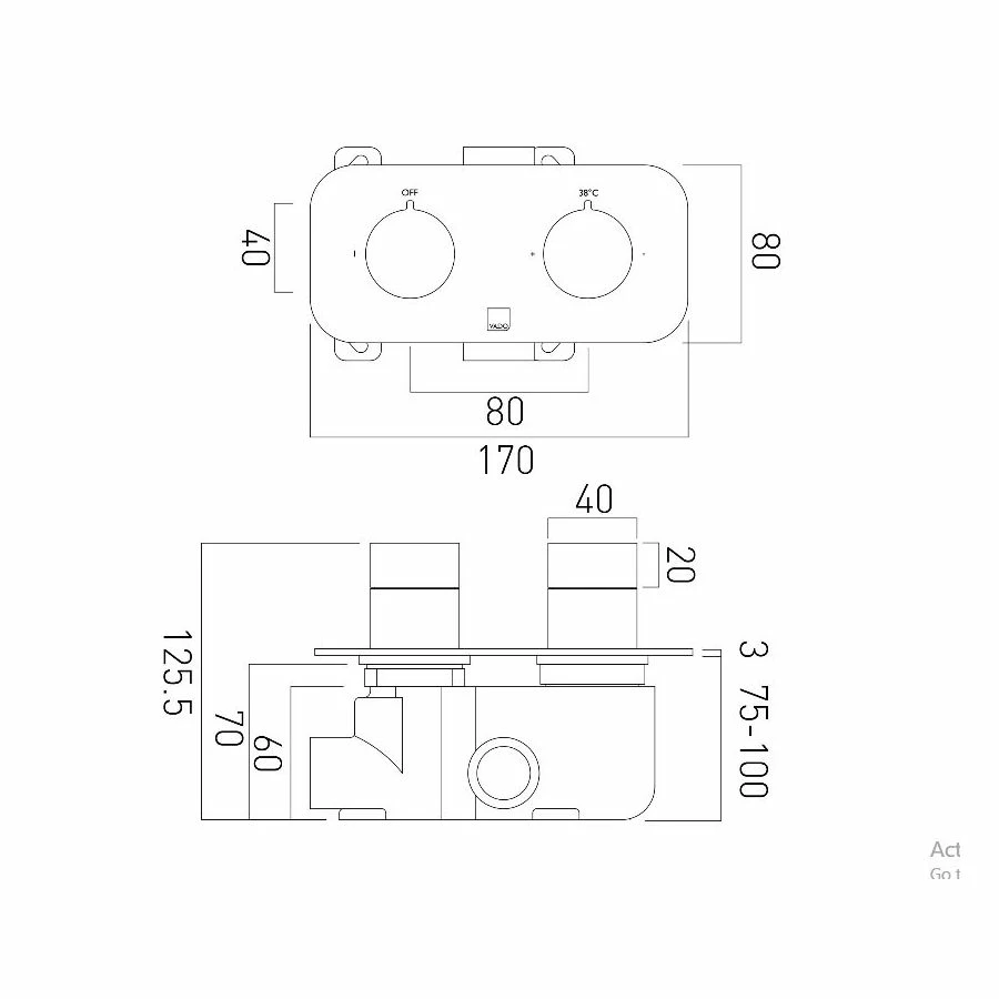 Vado Altitude 1 Outlet 2 Handle Horizontal Thermostatic Valve - Image 2