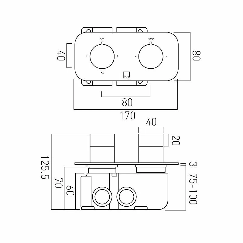 Vado Altitude 2 Outlet, 2 Handle Thermostatic Valve With All-Flo - Image 2