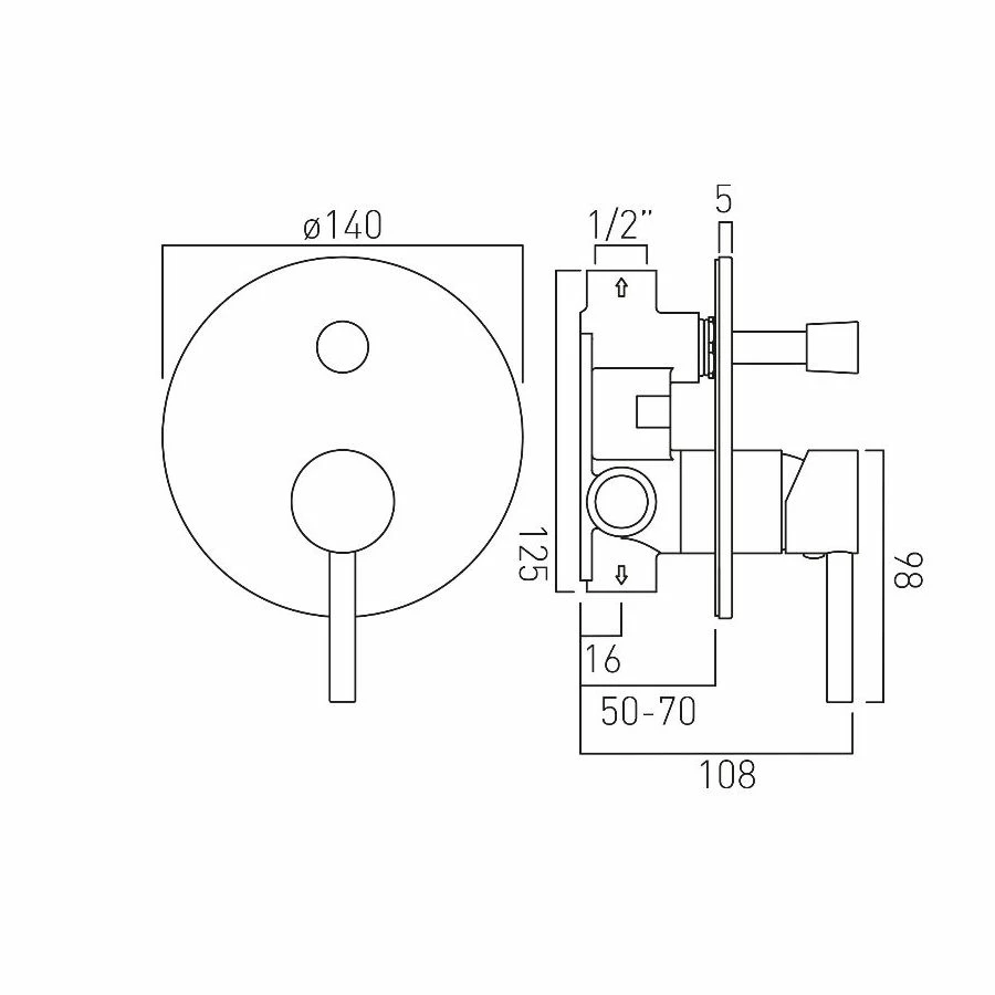 Vado Zoo Manual Shower Valve With Diverter - Image 2