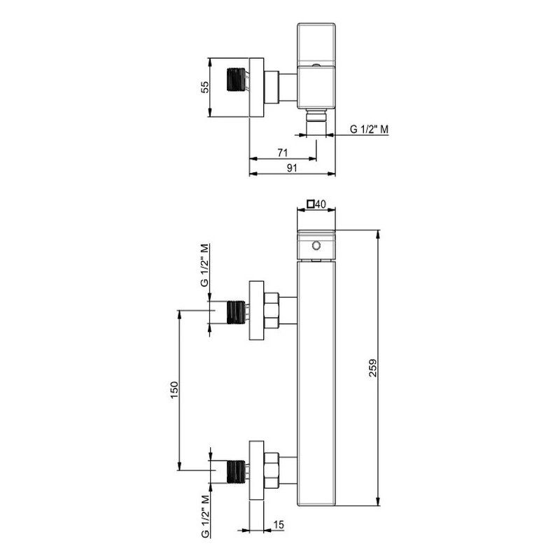 Vema Lys Wall Mounted Shower Mixer Single Outlet - Image 2